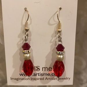SILVER SANTA EARRINGS WITH SWAROVSKI CRYSTALS